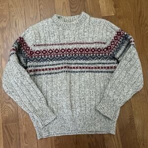 Vintage L.L.Bean Fair Isle Wool Blend Sweater Womens Small‎ Beige